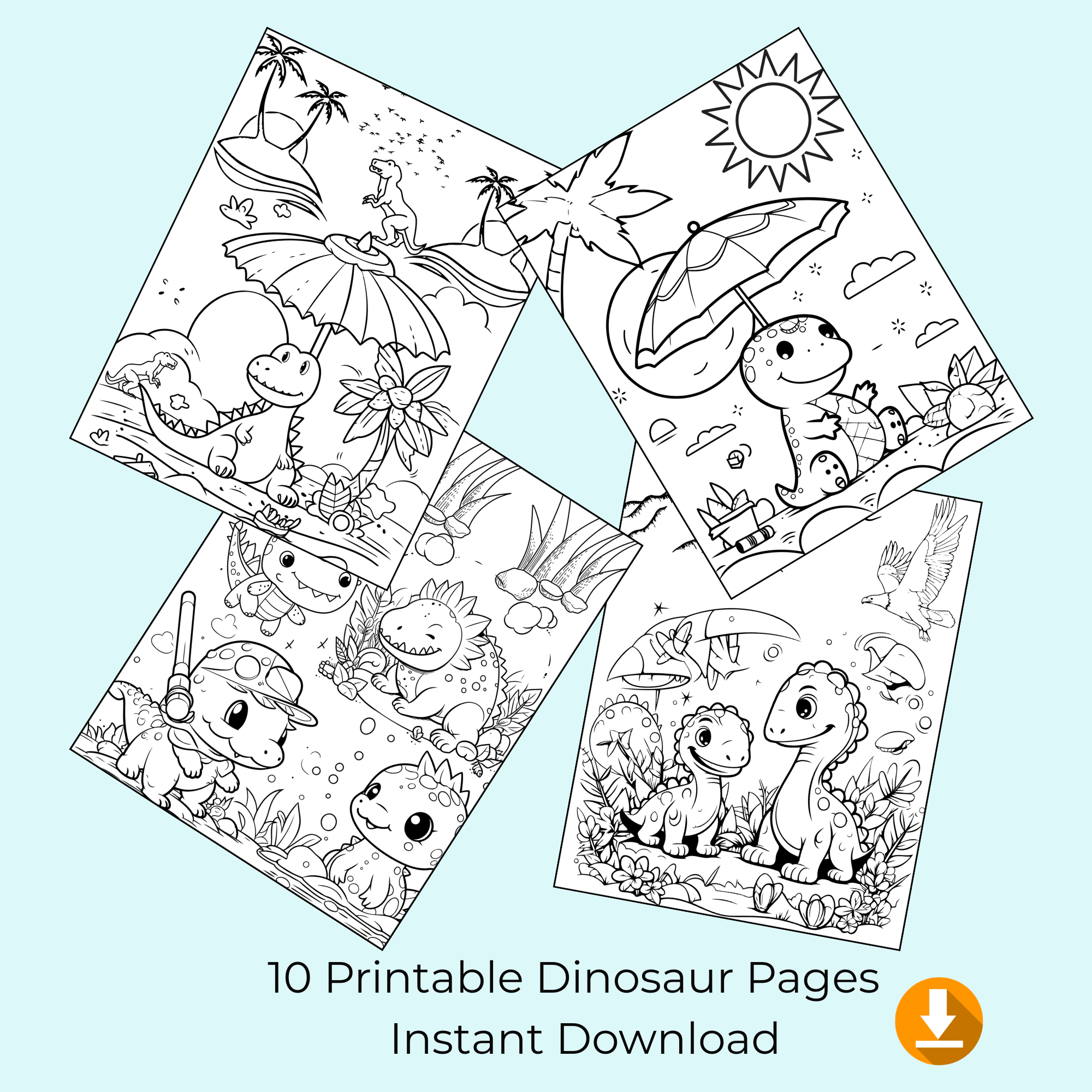 Dinosaur Coloring Pages -10 pages - Image 2