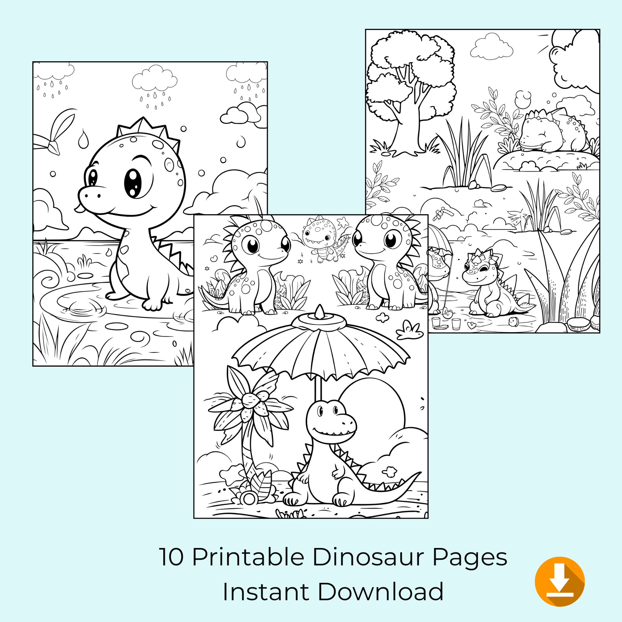 Dinosaur Coloring Pages -10 pages - Image 3