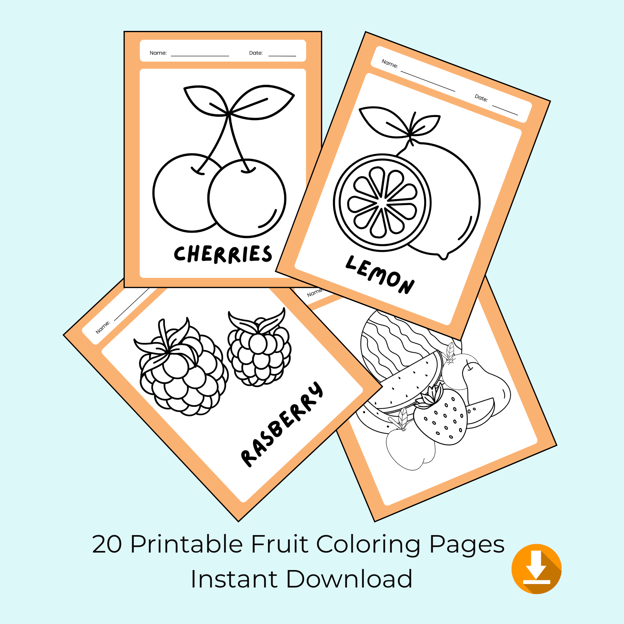 Fruit Coloring Book for Kids – 20 Printable Pages - Image 3