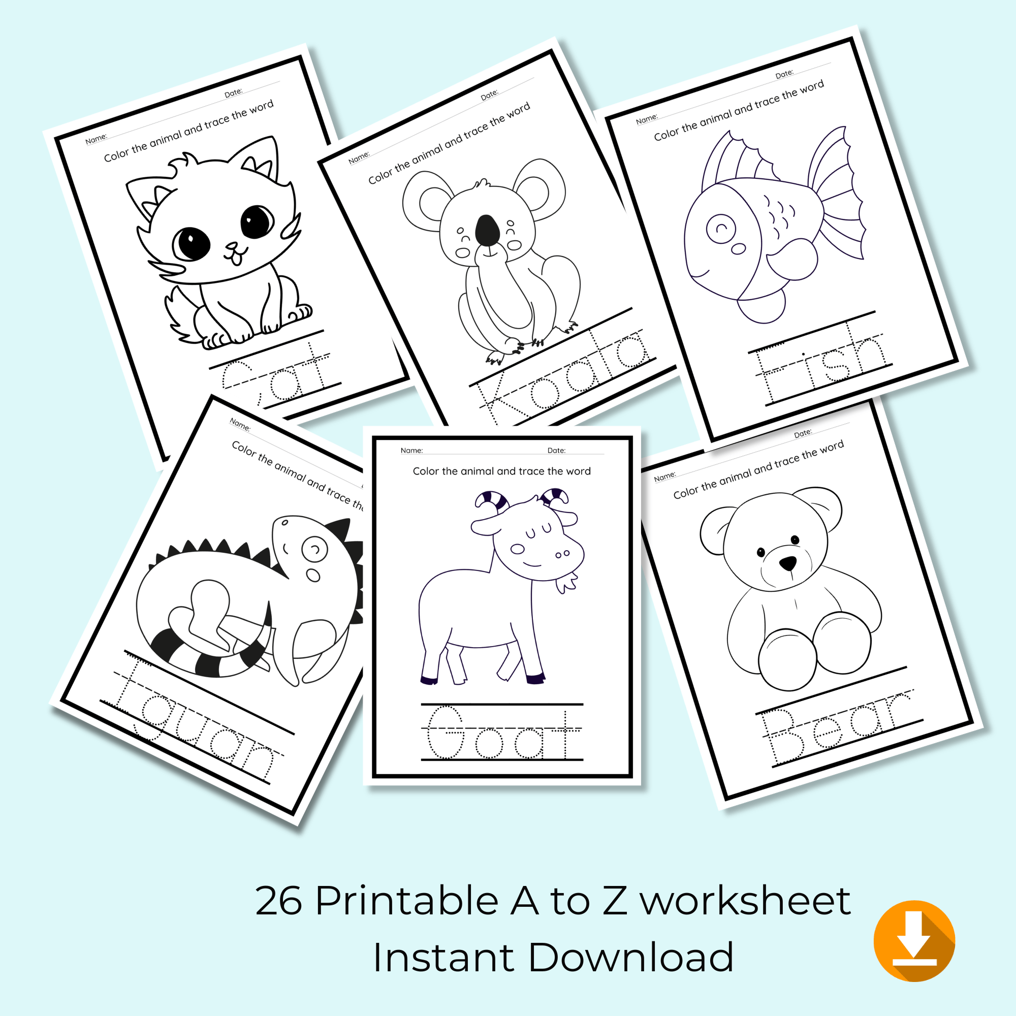 Trace Animal Names - 26 pages - Image 2